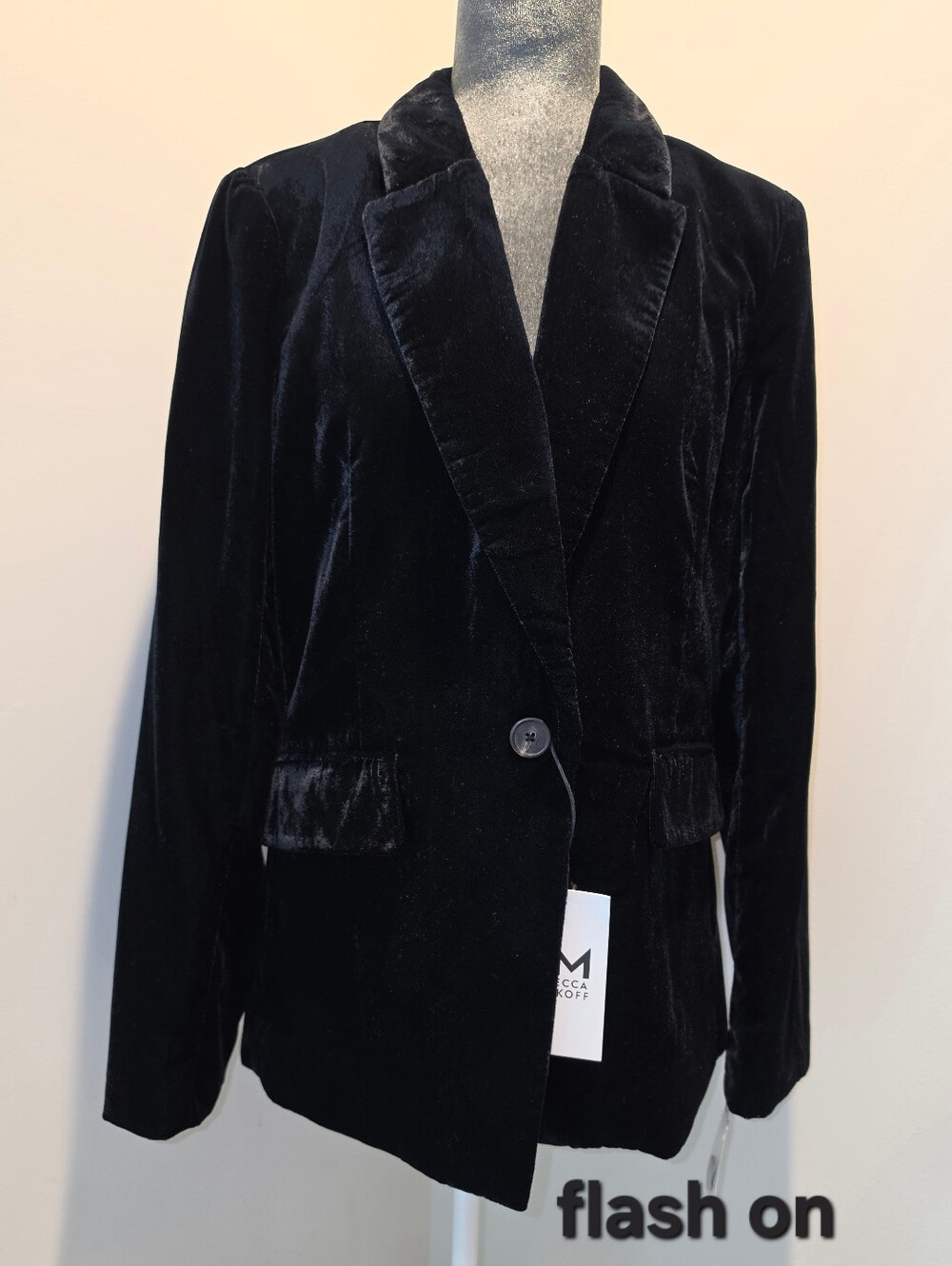 Rebecca Minkoff Black Velvet One-Button Blazer Sz S
